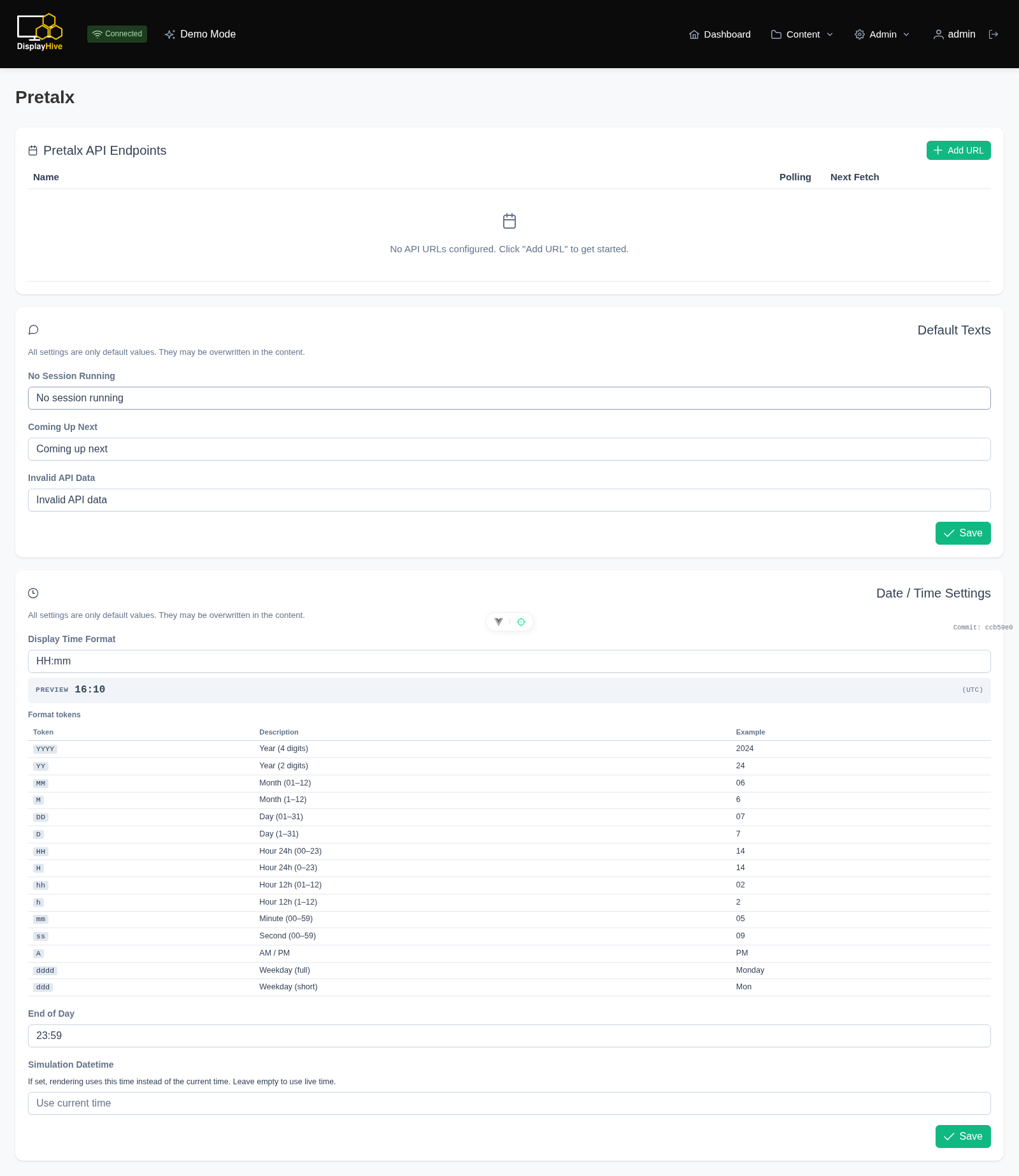 Pretalx integration configuration page